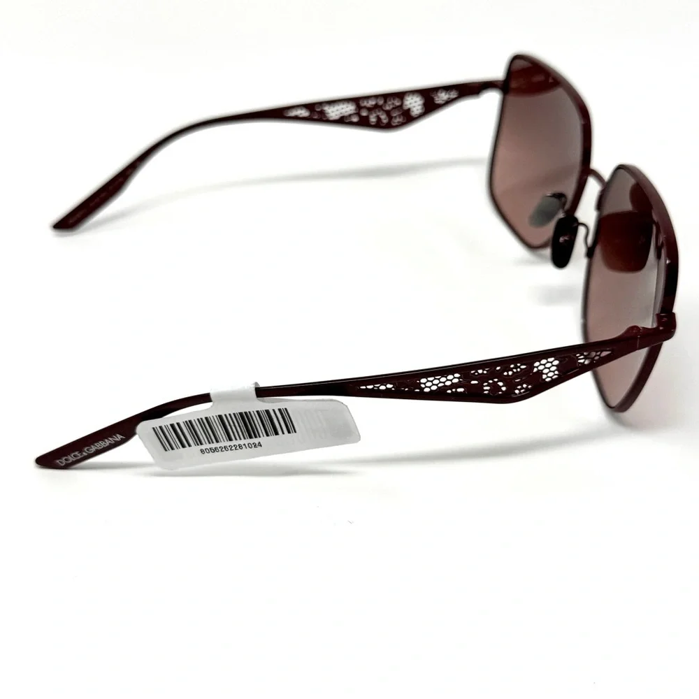 DOLCE & GABBANA Lace Square Sunglasses 57mm In Bordeaux - Picture 8 of 16
